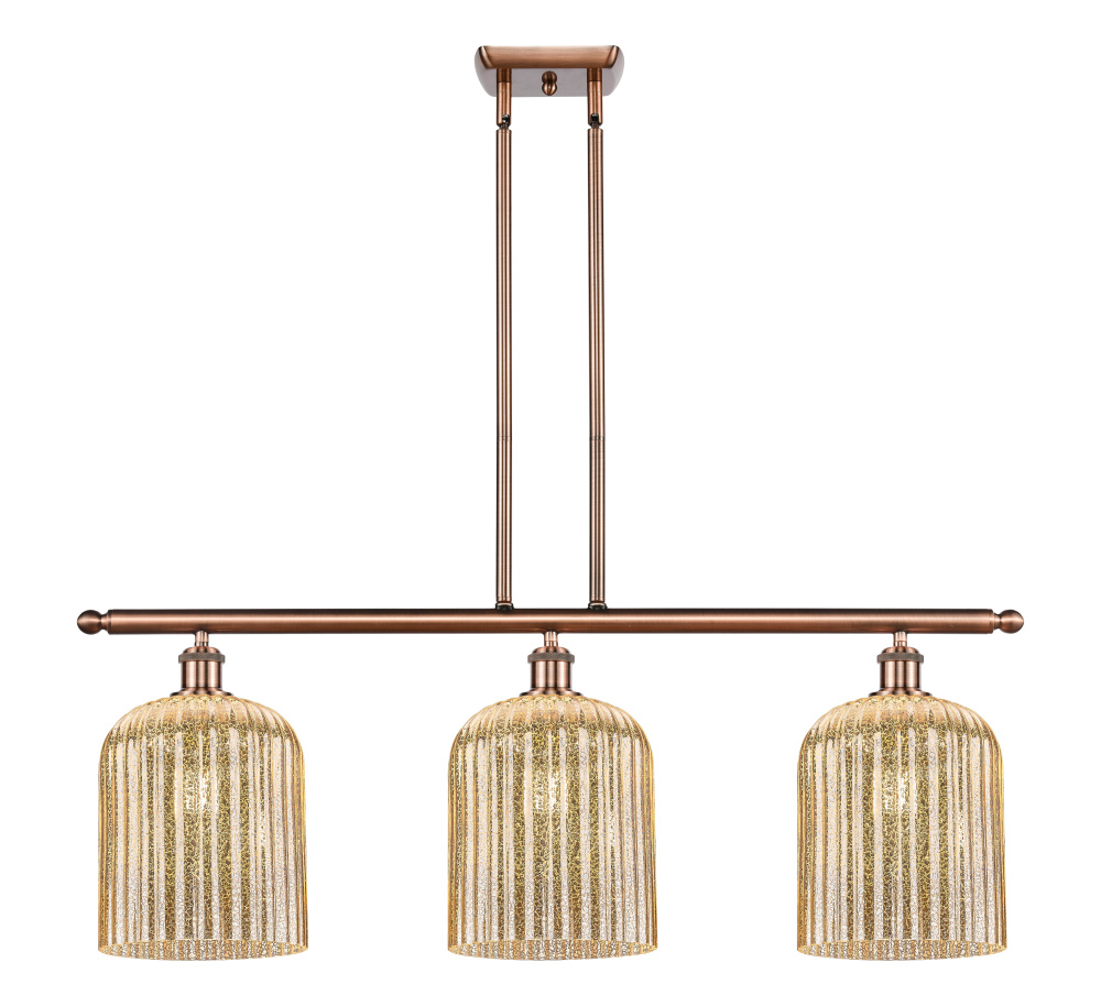 Bridal Veil - 3 Light - 36 inch - Antique Copper - Stem hung - Island Light