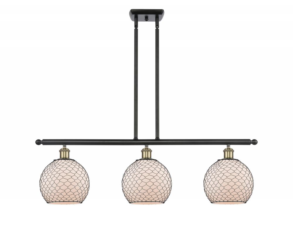 Farmhouse Chicken Wire - 3 Light - 36 inch - Black Antique Brass - Cord hung - Island Light