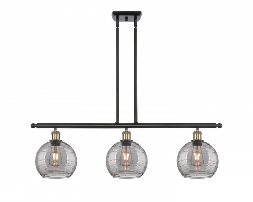 Athens Deco Swirl - 3 Light - 36 inch - Black Antique Brass - Stem hung - Island Light