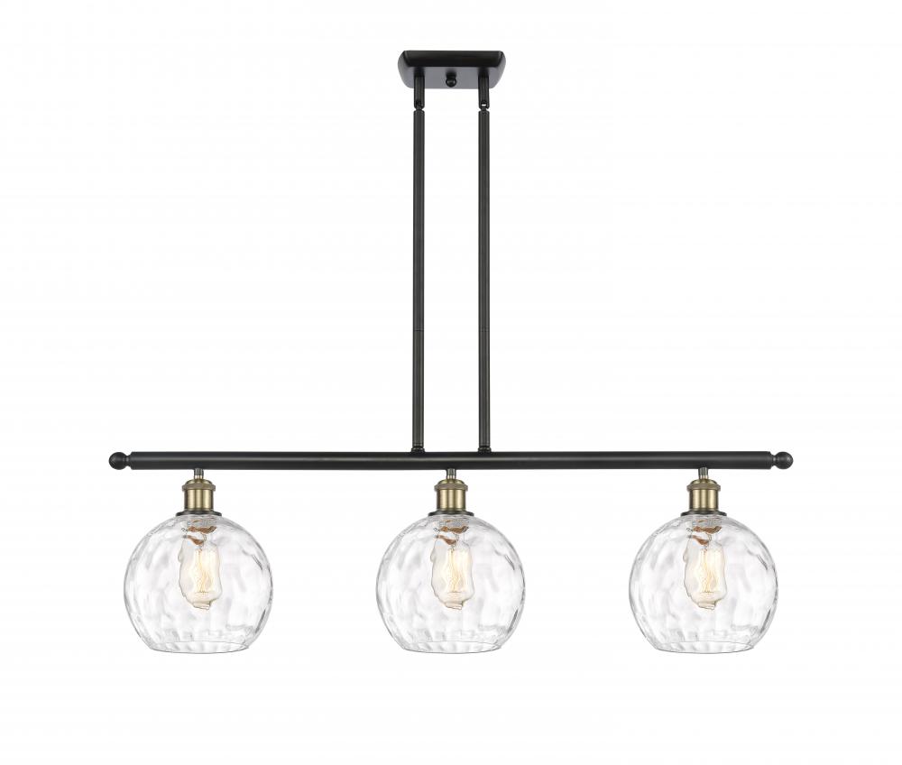 Athens Water Glass - 3 Light - 36 inch - Black Antique Brass - Stem hung - Island Light