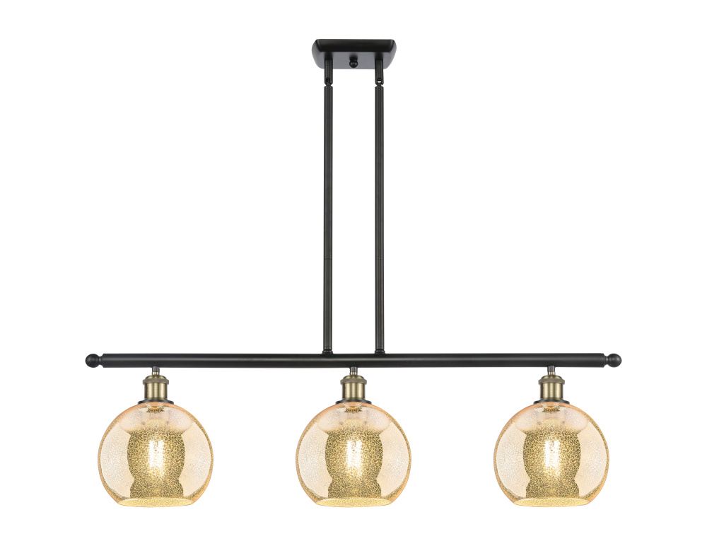 Athens - 3 Light - 36 inch - Black Antique Brass - Stem hung - Island Light