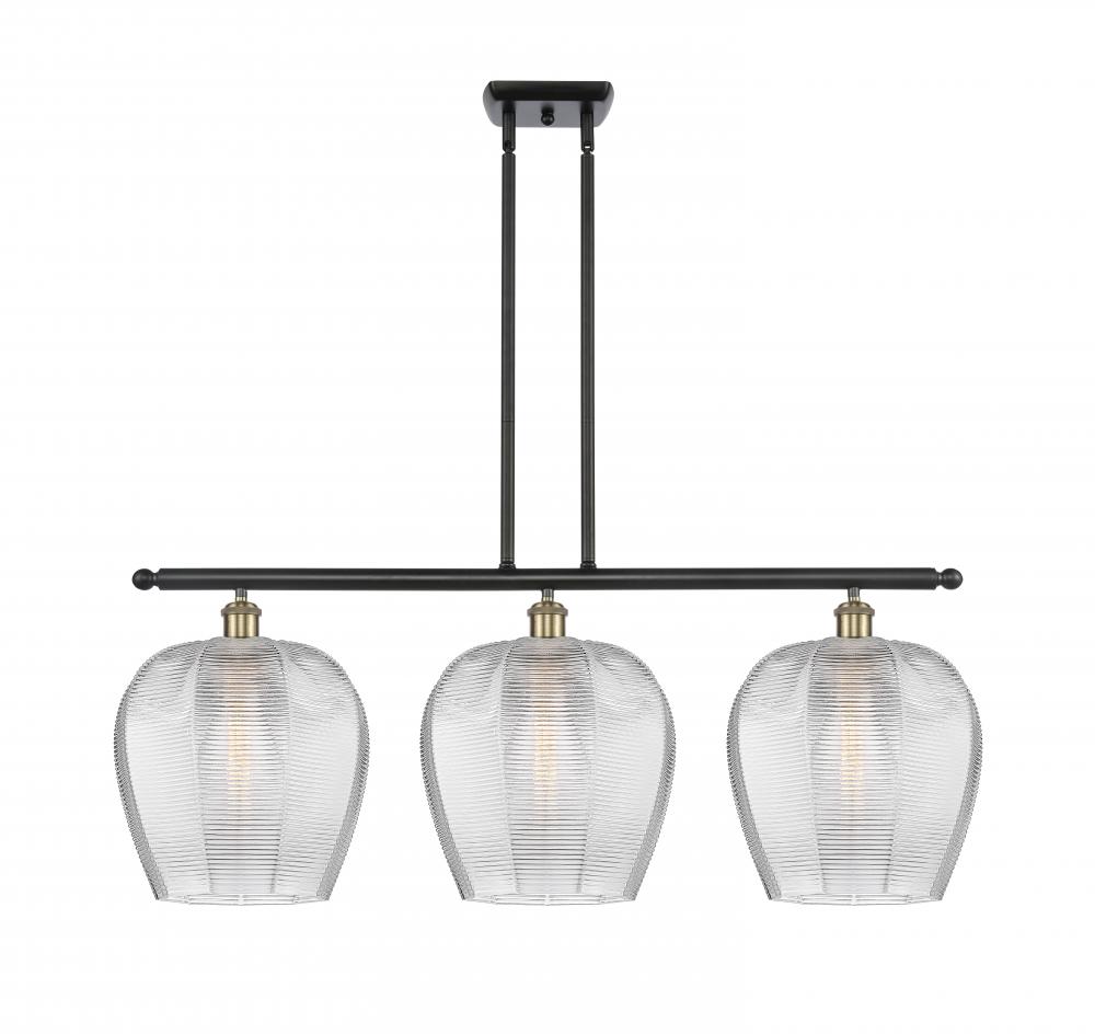 Norfolk - 3 Light - 38 inch - Black Antique Brass - Stem hung - Island Light