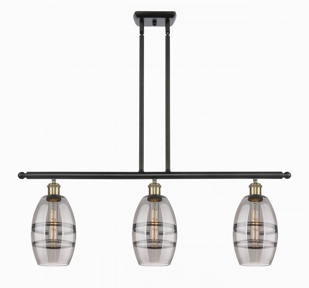 Vaz - 3 Light - 36 inch - Black Antique Brass - Stem hung - Island Light