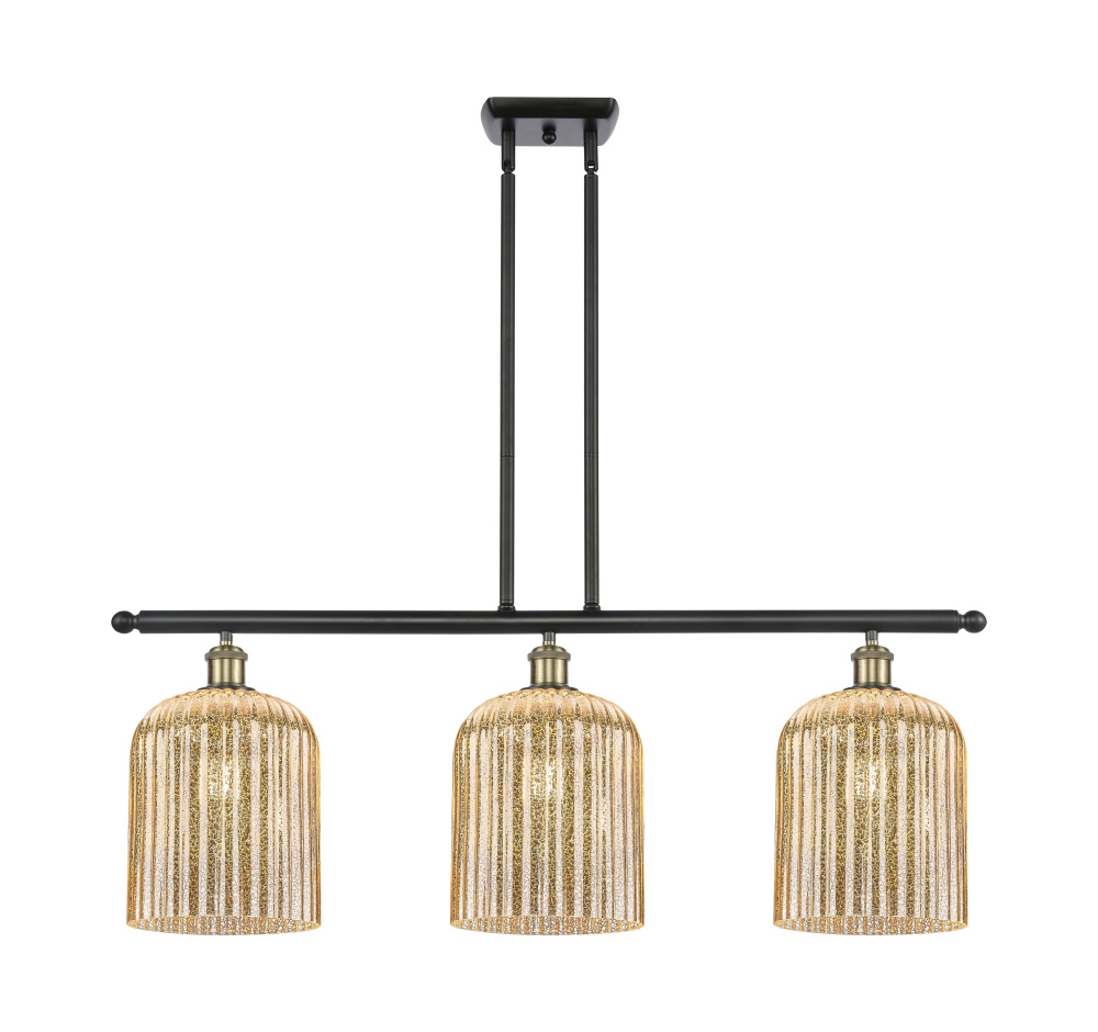 Bridal Veil - 3 Light - 36 inch - Black Antique Brass - Stem hung - Island Light