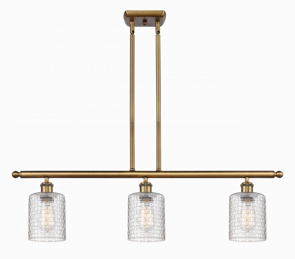 Cobbleskill - 3 Light - 36 inch - Brushed Brass - Stem hung - Island Light