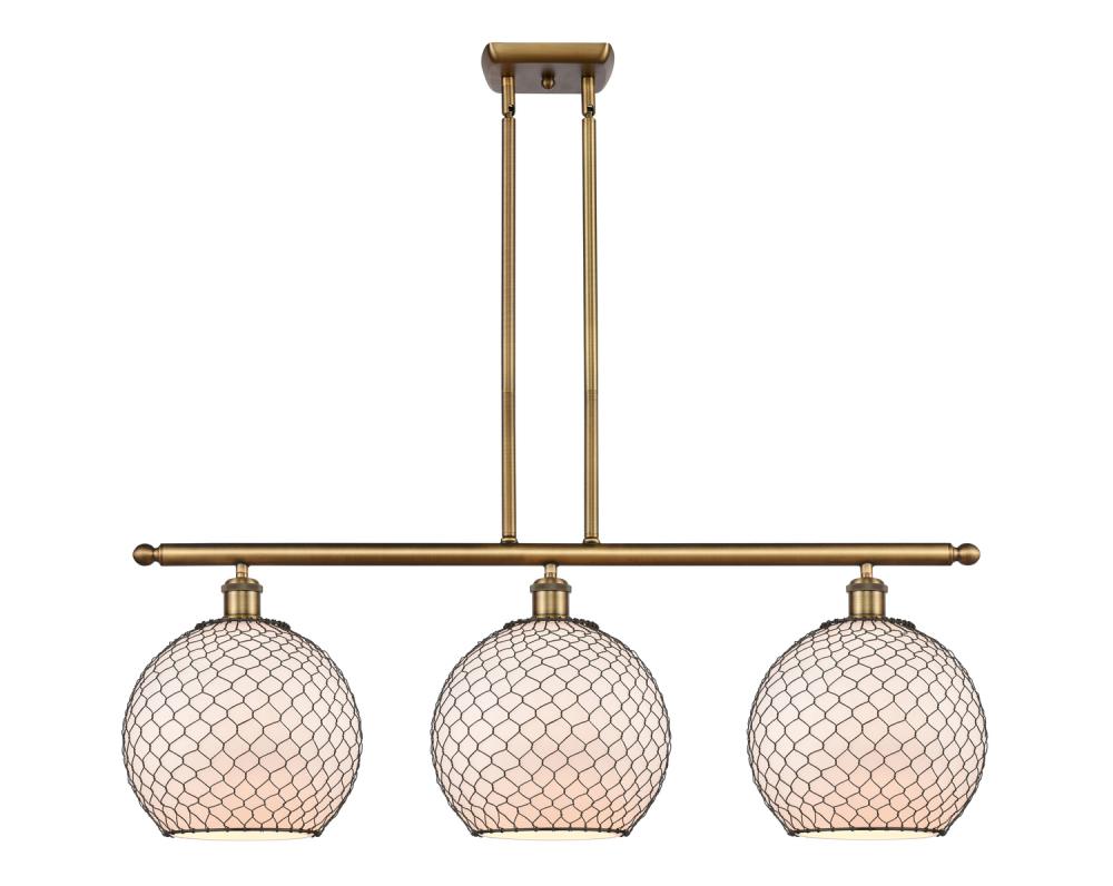 Large Farmhouse Chicken Wire 3 Light Island Light