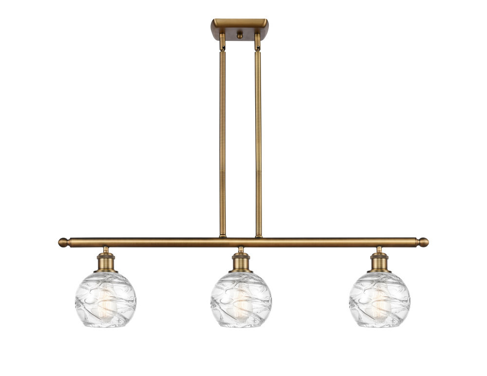 Athens Deco Swirl - 3 Light - 36 inch - Brushed Brass - Stem Hung - Island Light