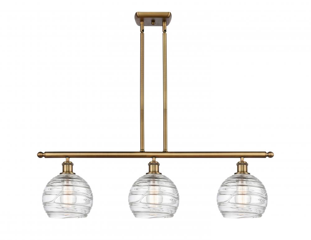 Athens Deco Swirl - 3 Light - 36 inch - Brushed Brass - Stem hung - Island Light