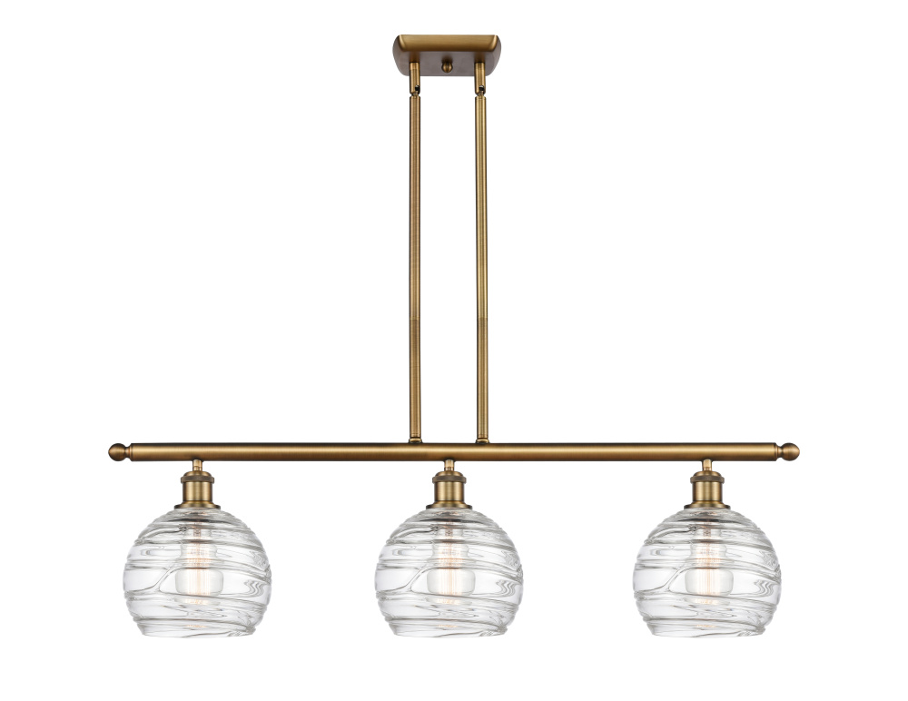 Athens Deco Swirl - 3 Light - 36 inch - Brushed Brass - Stem Hung - Island Light