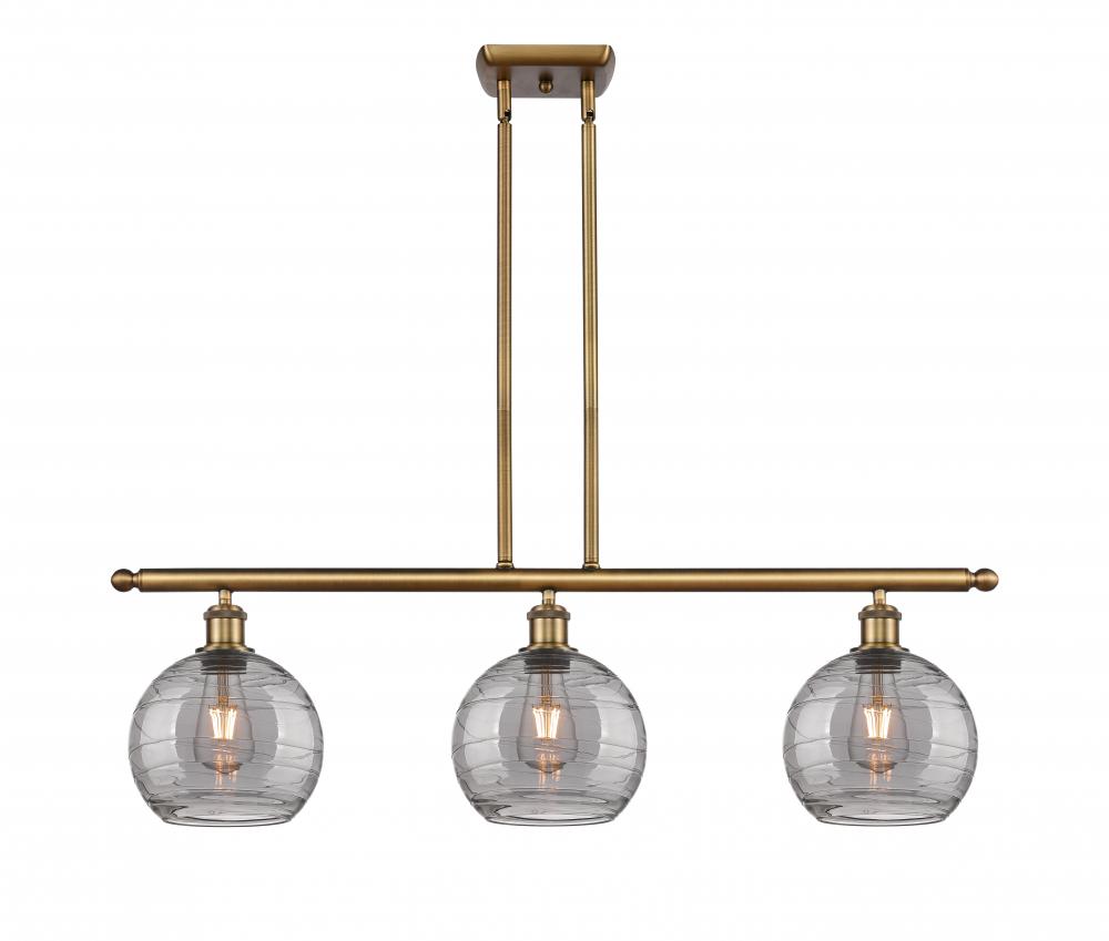 Athens Deco Swirl - 3 Light - 36 inch - Brushed Brass - Stem hung - Island Light