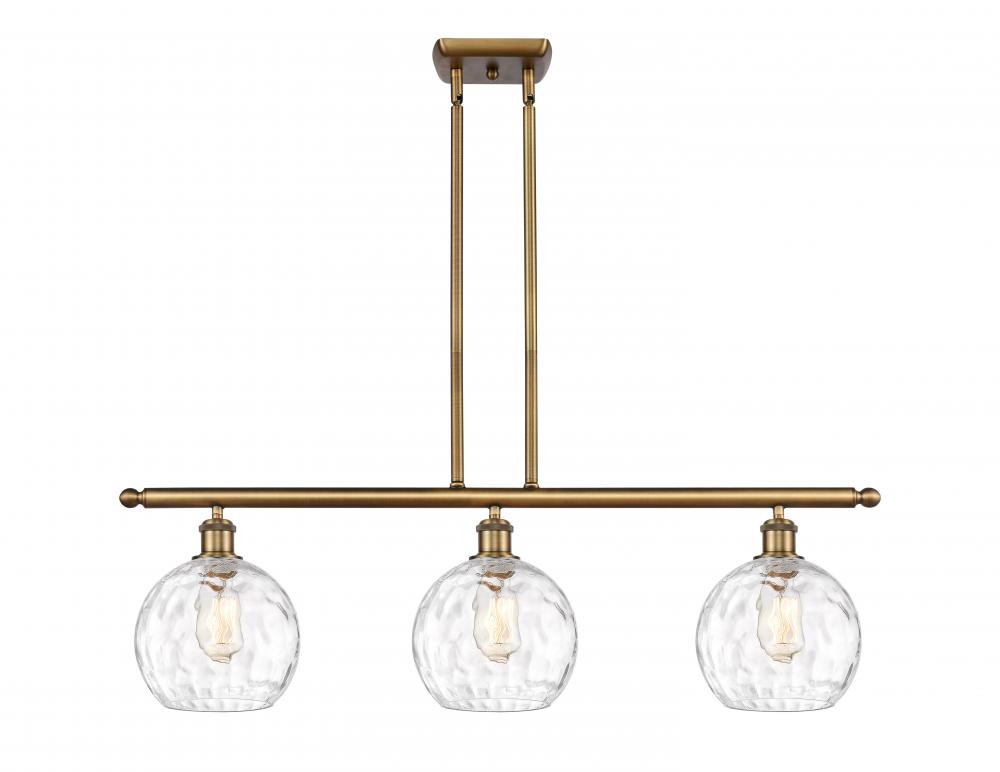 Athens Water Glass - 3 Light - 36 inch - Brushed Brass - Stem hung - Island Light
