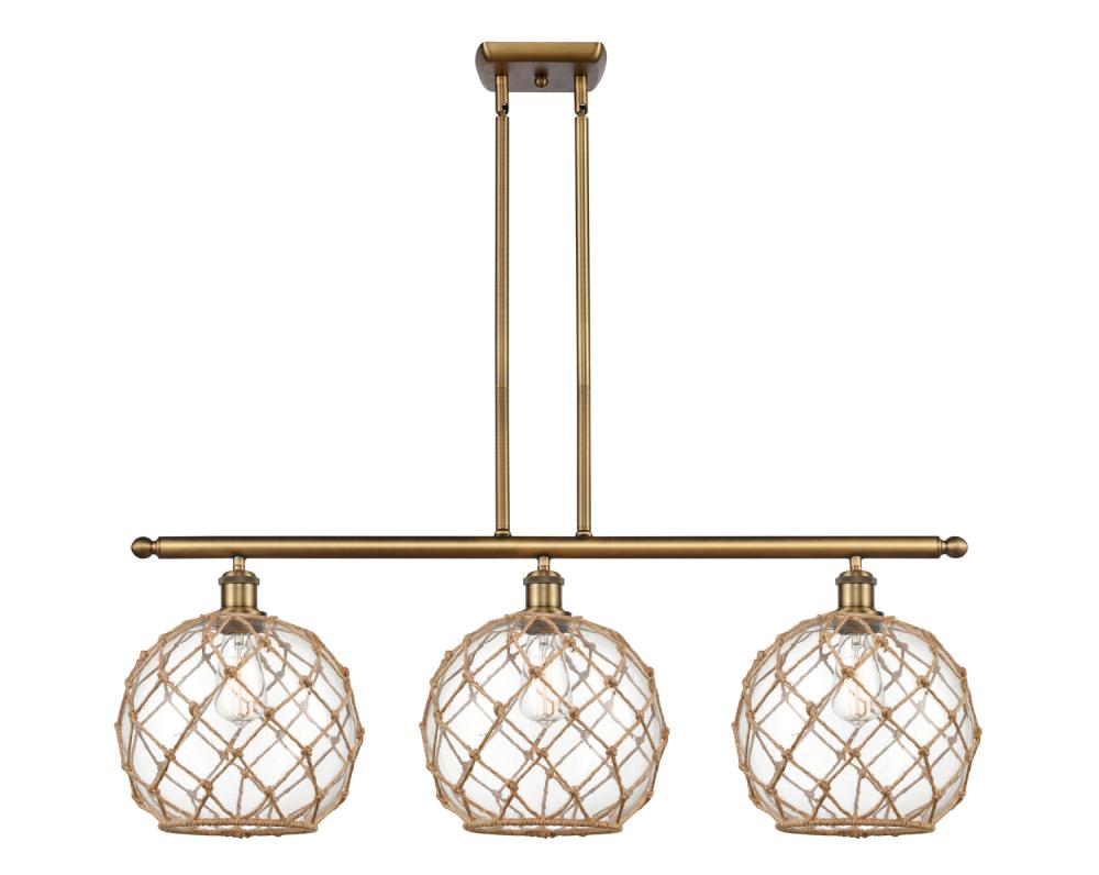 Farmhouse Rope - 3 Light - 37 inch - Brushed Brass - Stem hung - Island Light