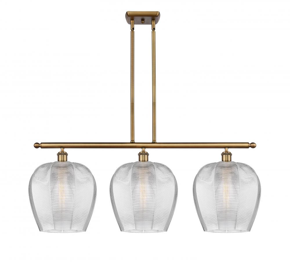 Norfolk - 3 Light - 38 inch - Brushed Brass - Stem hung - Island Light