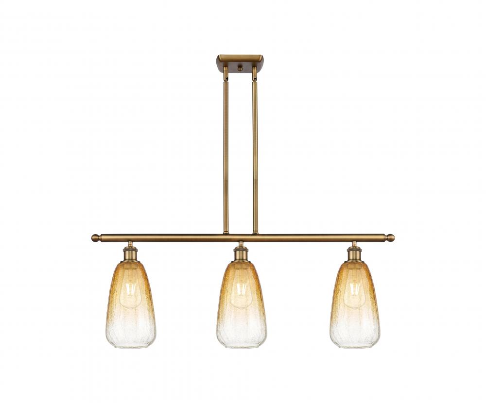 Brookhaven Almond - 3 Light - 36 inch - Brushed Brass - Stem Hung - Island Light