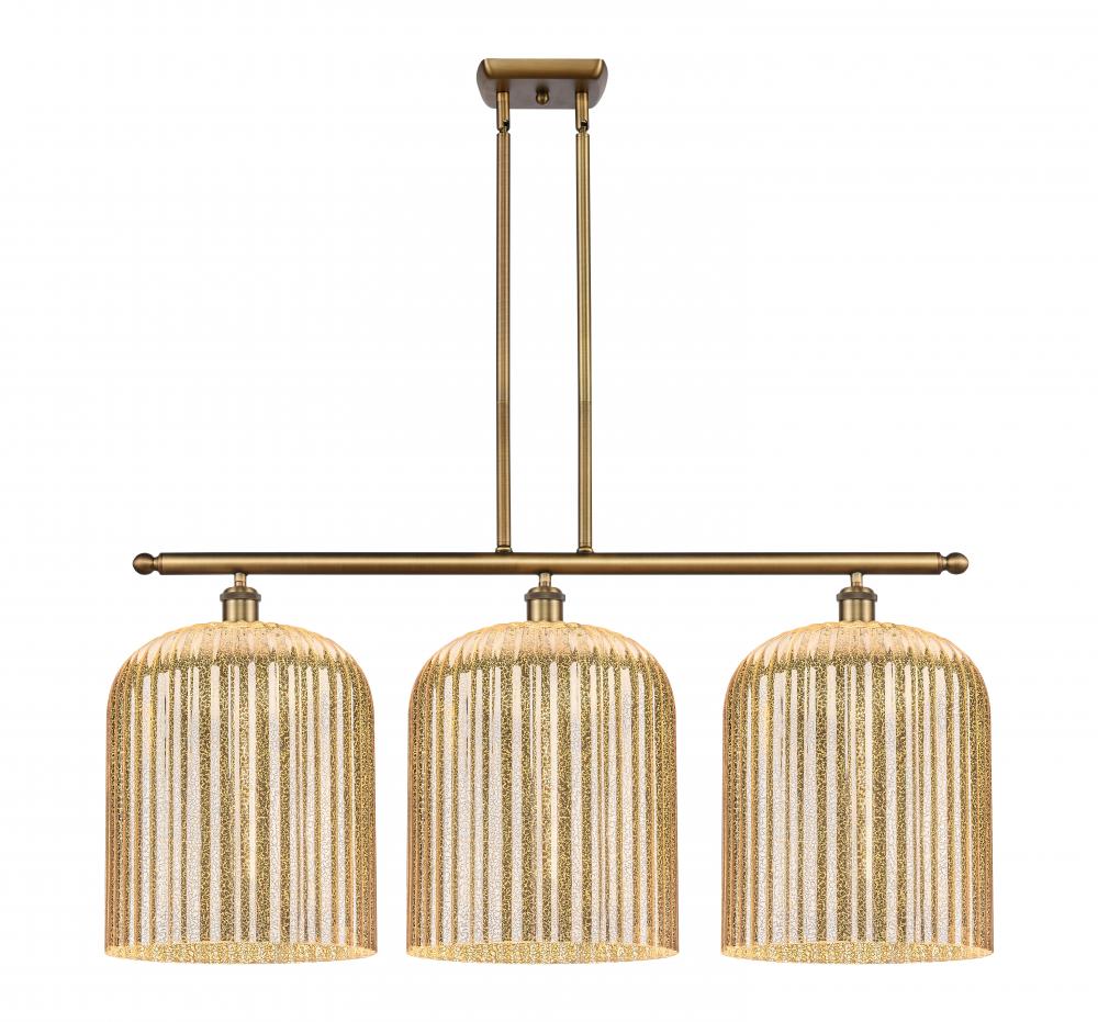 Bridal Veil - 3 Light - 36 inch - Brushed Brass - Stem hung - Island Light