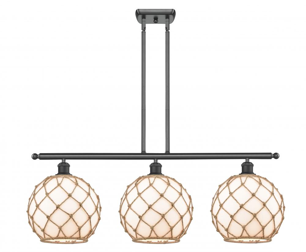 Farmhouse Rope - 3 Light - 37 inch - Matte Black - Stem hung - Island Light
