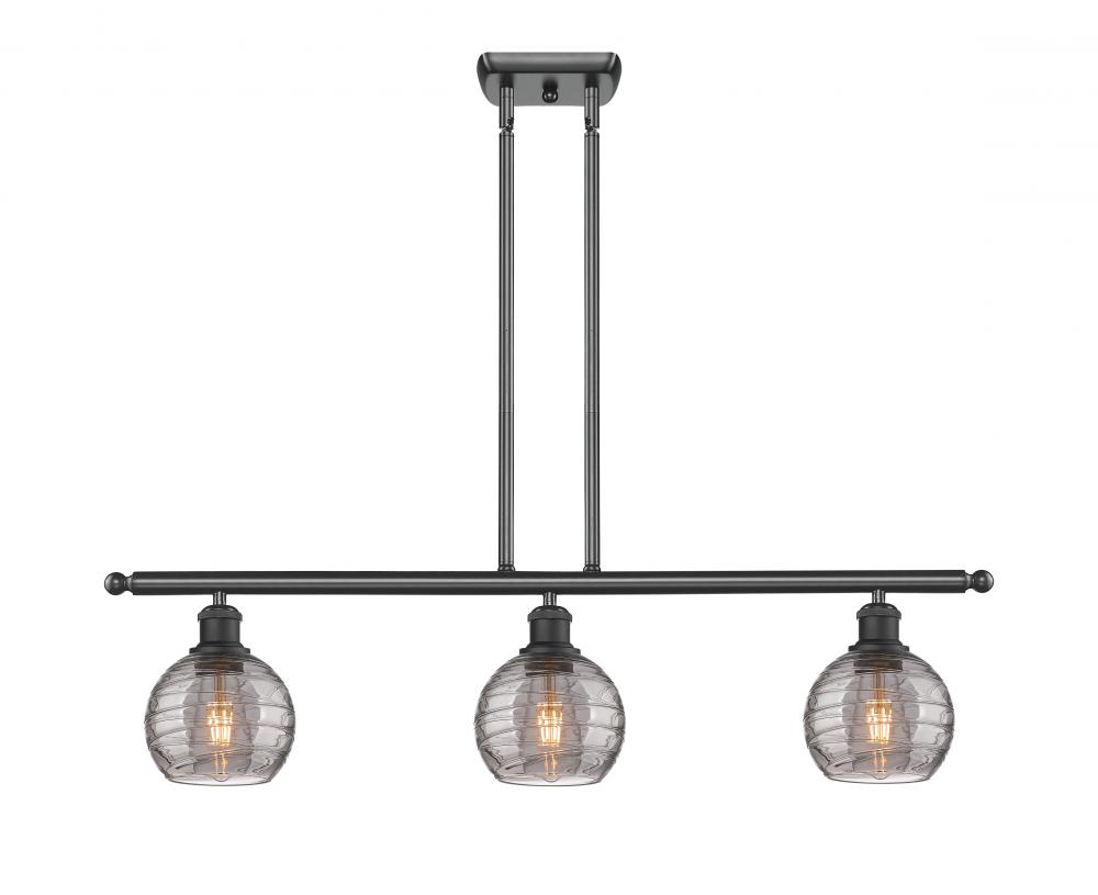 Athens Deco Swirl - 3 Light - 36 inch - Matte Black - Stem hung - Island Light