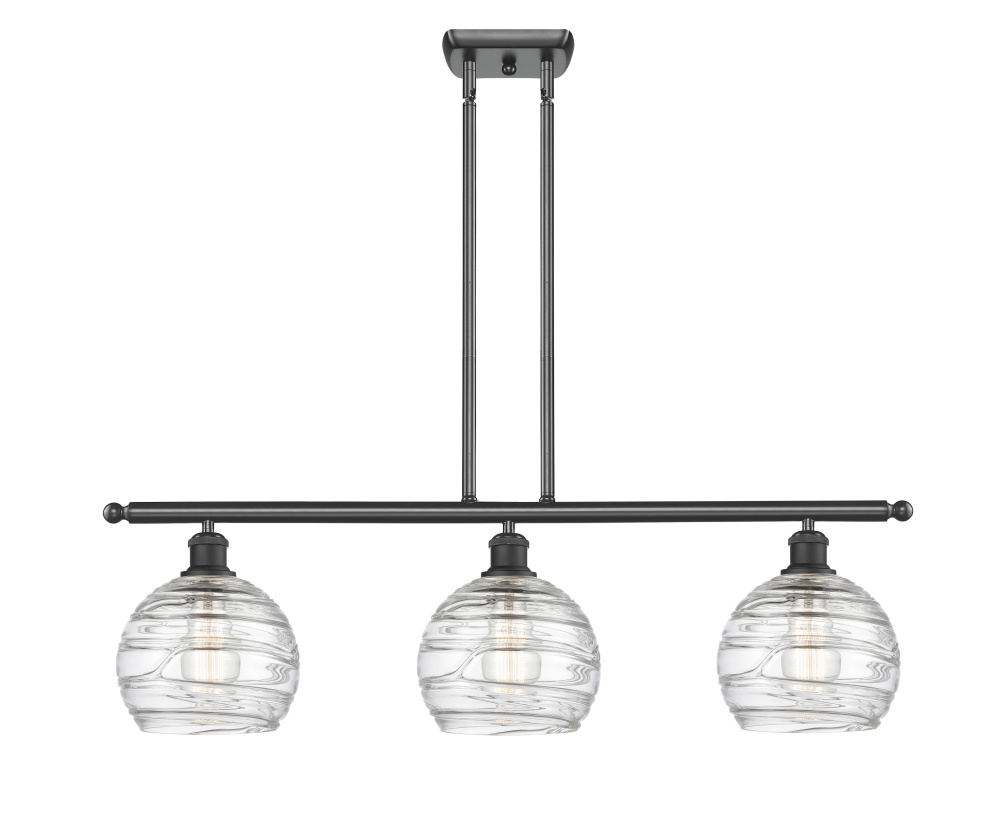 Athens Deco Swirl - 3 Light - 36 inch - Matte Black - Stem Hung - Island Light