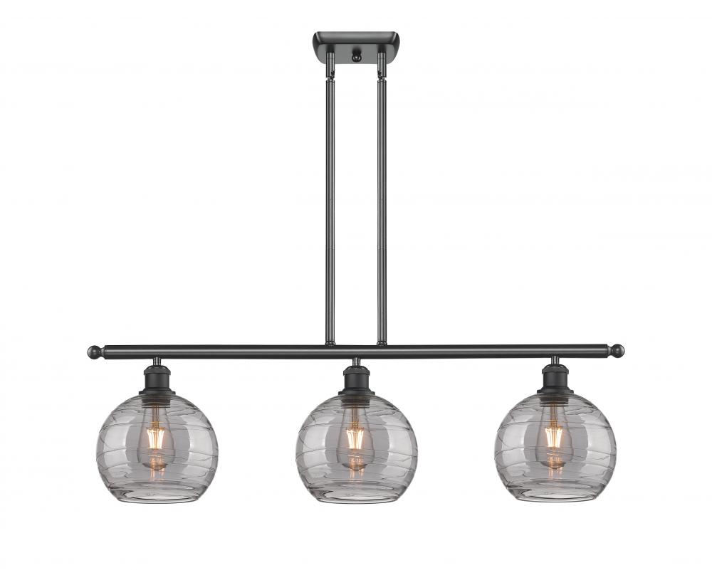 Athens Deco Swirl - 3 Light - 36 inch - Matte Black - Stem hung - Island Light