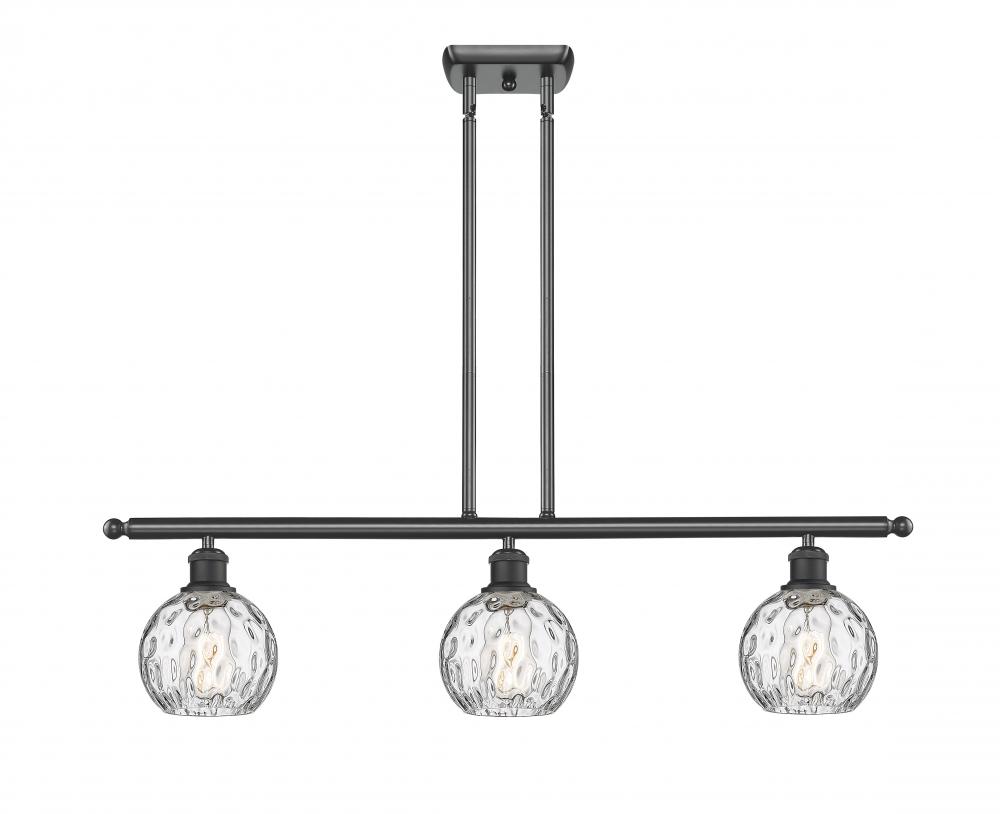 Athens Water Glass - 3 Light - 36 inch - Matte Black - Stem hung - Island Light