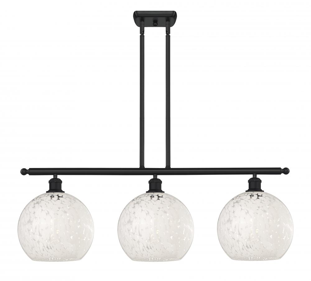 White Mouchette - 3 Light - 37 inch - Matte Black - Stem Hung - Island Light
