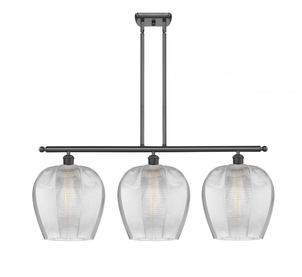 Norfolk - 3 Light - 38 inch - Matte Black - Stem hung - Island Light