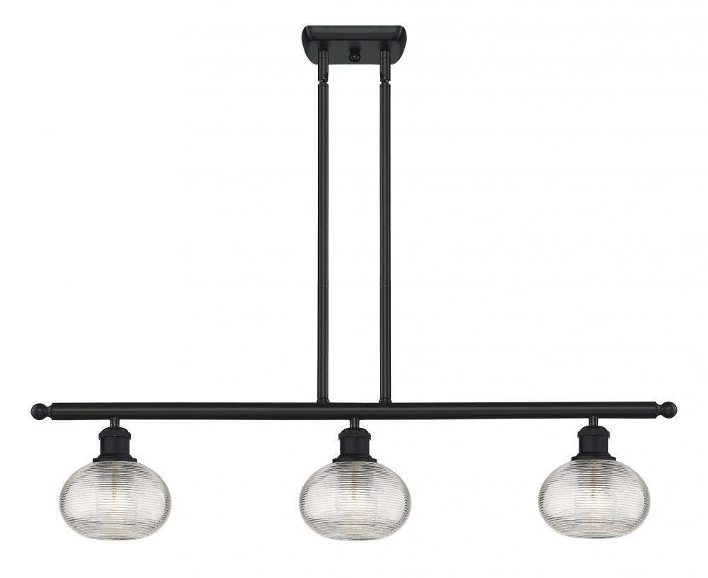 Ithaca - 3 Light - 36 inch - Matte Black - Stem hung - Island Light