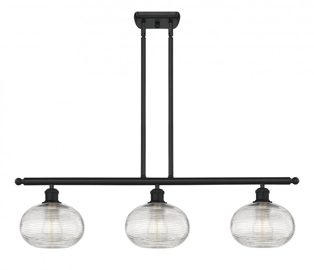 Ithaca - 3 Light - 36 inch - Matte Black - Stem hung - Island Light