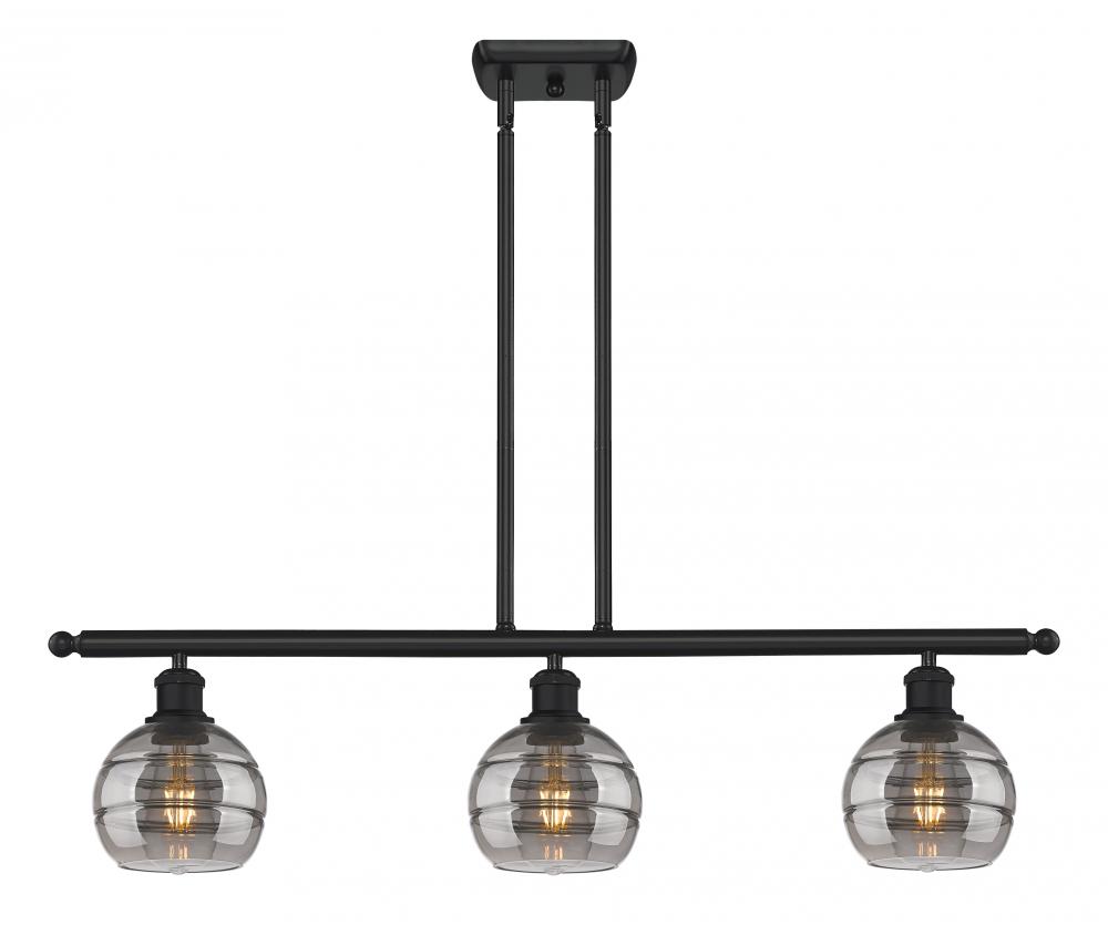 Rochester - 3 Light - 36 inch - Matte Black - Stem hung - Island Light