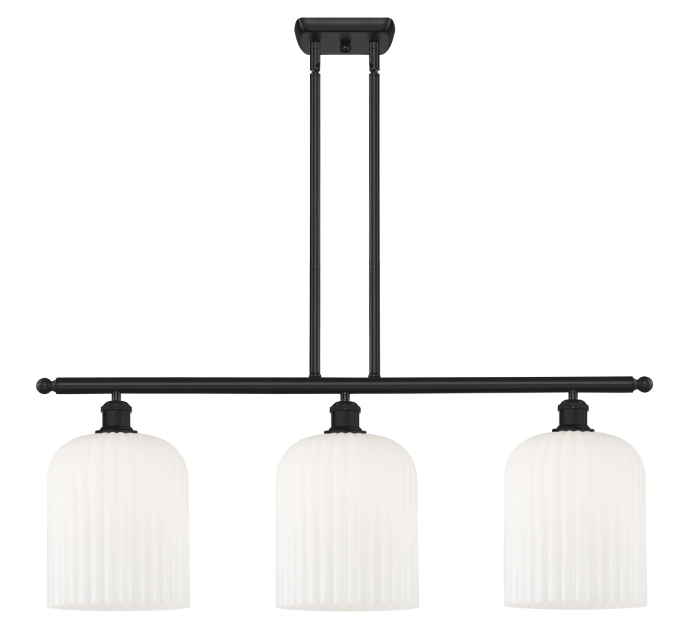 Bridal Veil - 3 Light - 36 inch - Matte Black - Stem hung - Island Light