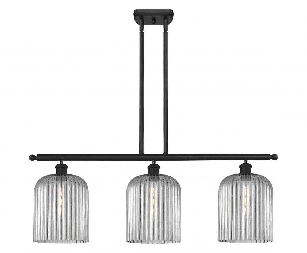 Bridal Veil - 3 Light - 36 inch - Matte Black - Stem hung - Island Light