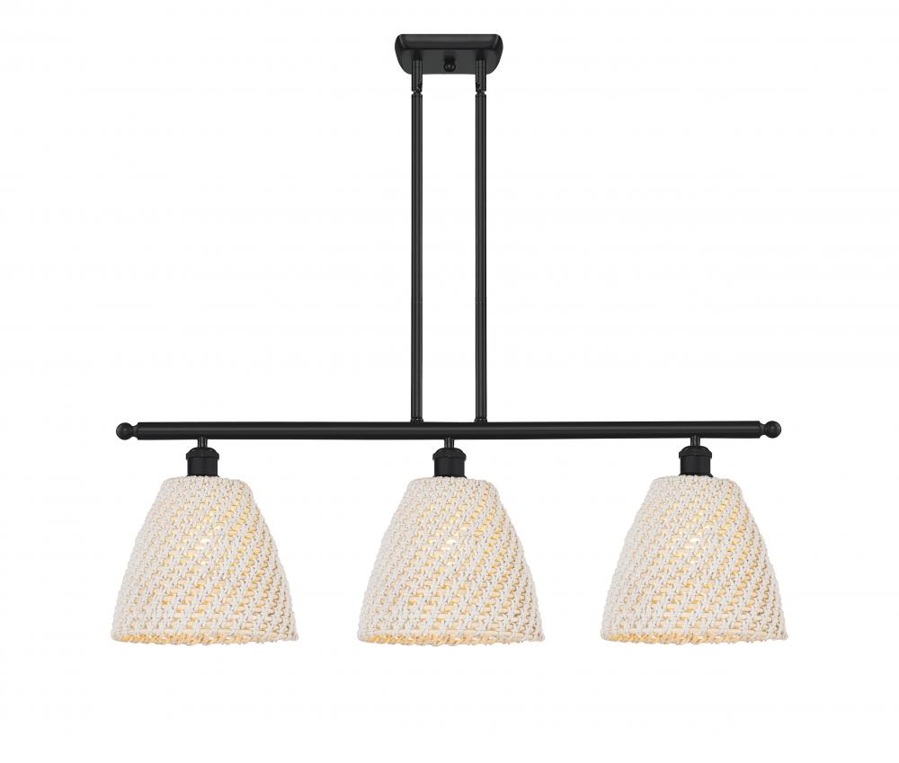 Bristol Natural - 3 Light - 36 inch - Matte Black - Stem Hung - Island Light