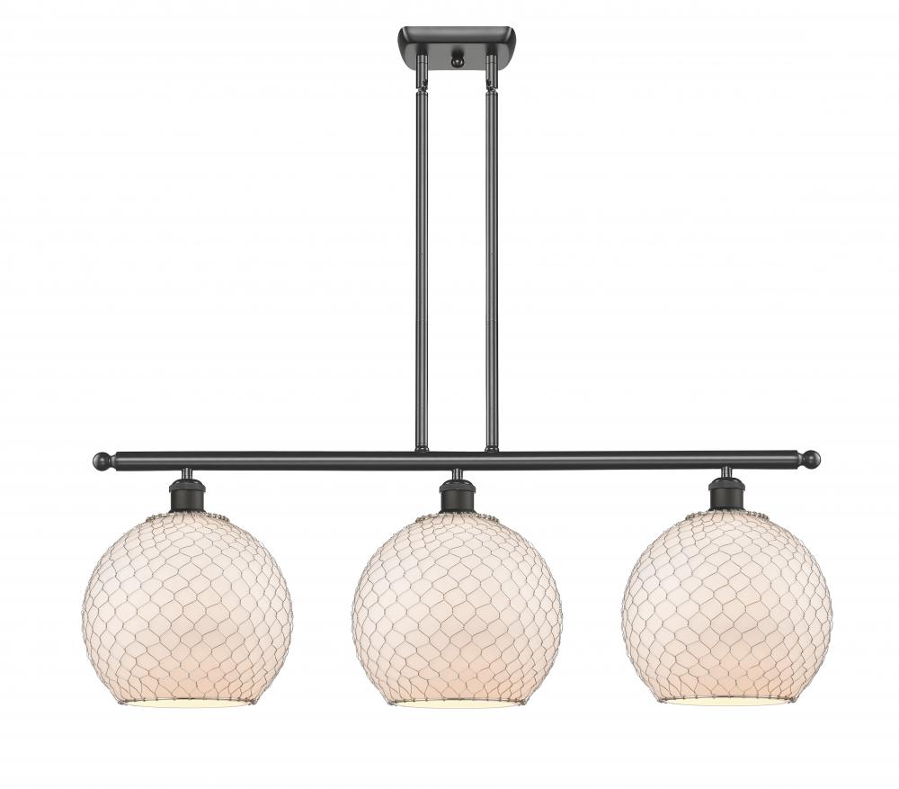 Farmhouse Chicken Wire - 3 Light - 37 inch - Oil Rubbed Bronze - Stem hung - Island Light