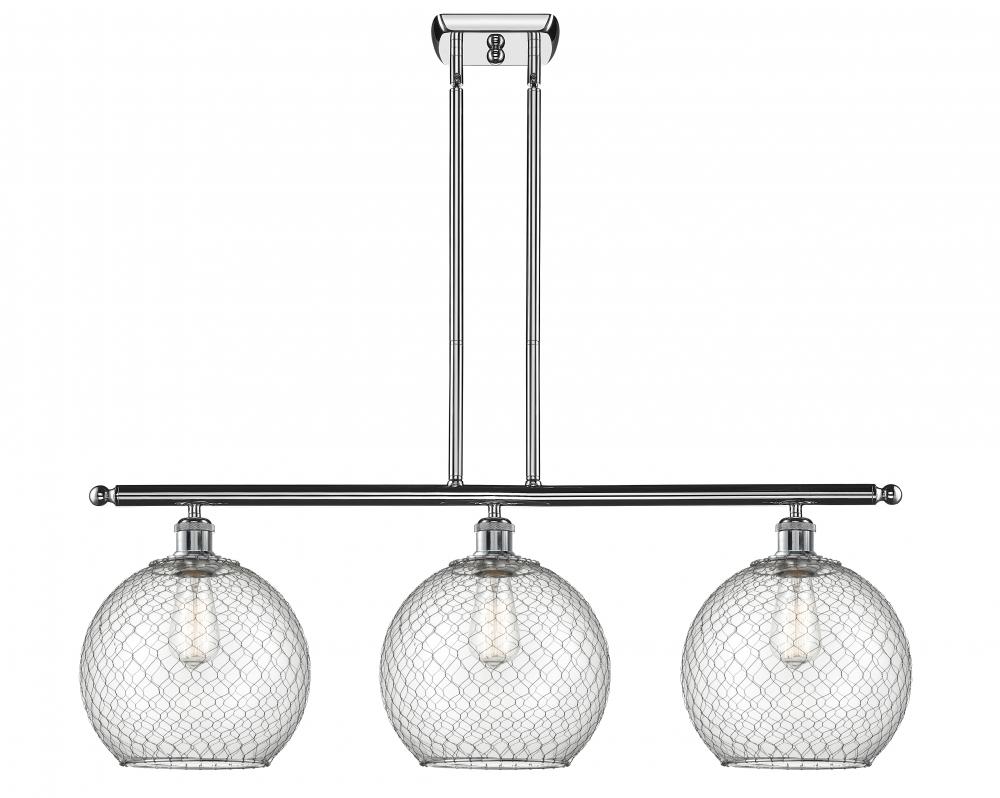 Farmhouse Chicken Wire - 3 Light - 37 inch - Polished Chrome - Stem hung - Island Light