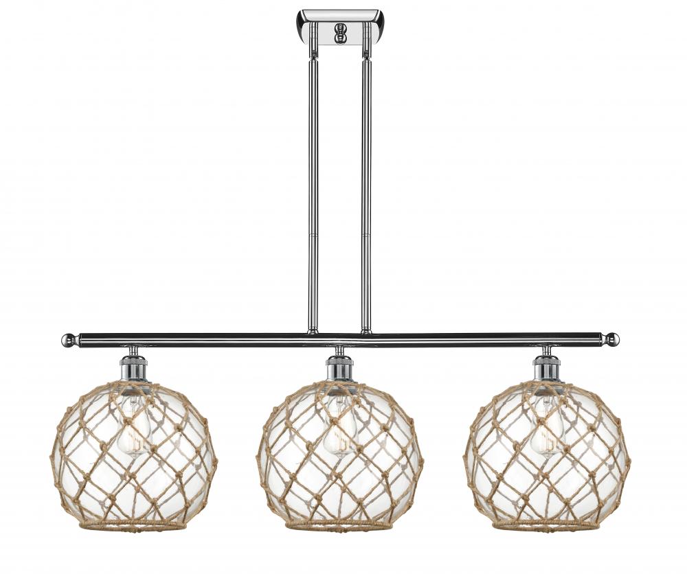 Farmhouse Rope - 3 Light - 37 inch - Polished Chrome - Stem hung - Island Light