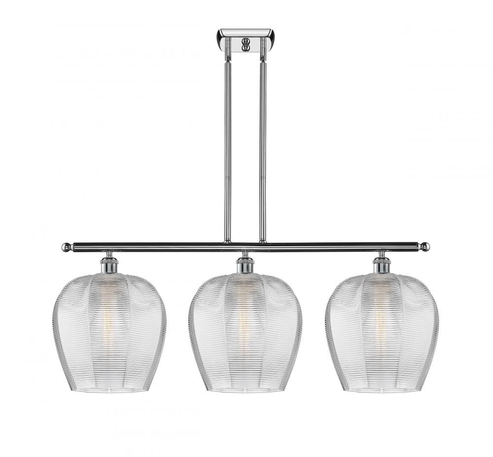 Norfolk - 3 Light - 38 inch - Polished Chrome - Stem hung - Island Light