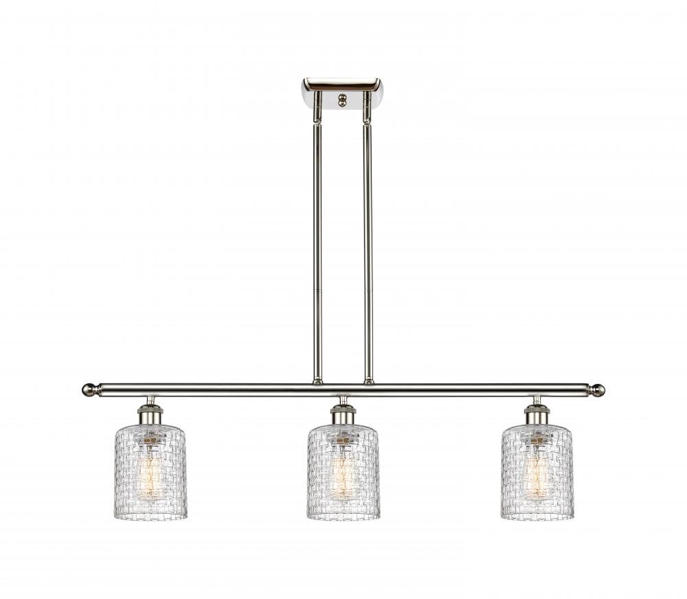 Cobbleskill - 3 Light - 36 inch - Polished Nickel - Stem hung - Island Light