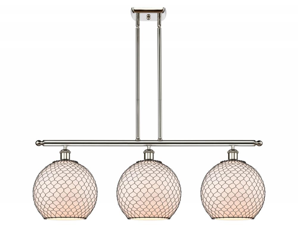 Large Farmhouse Chicken Wire 3 Light Island Light