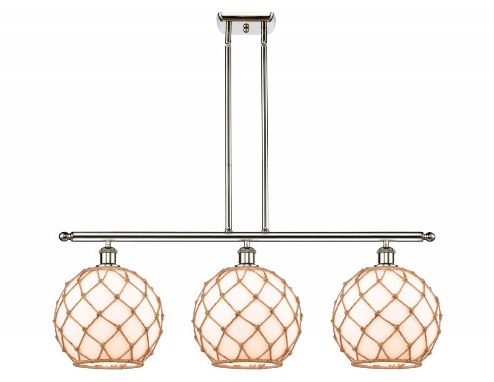 Farmhouse Rope - 3 Light - 37 inch - Polished Nickel - Stem hung - Island Light