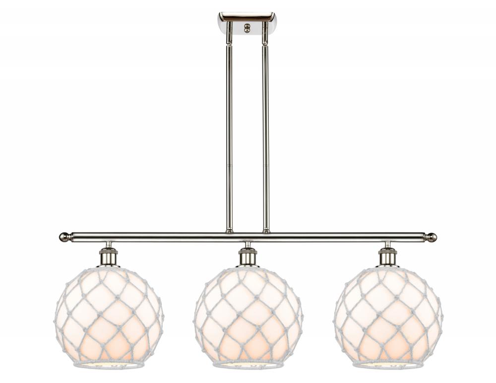 Farmhouse Rope - 3 Light - 37 inch - Polished Nickel - Stem hung - Island Light