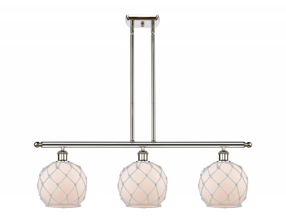 Farmhouse Rope - 3 Light - 36 inch - Polished Nickel - Stem hung - Island Light