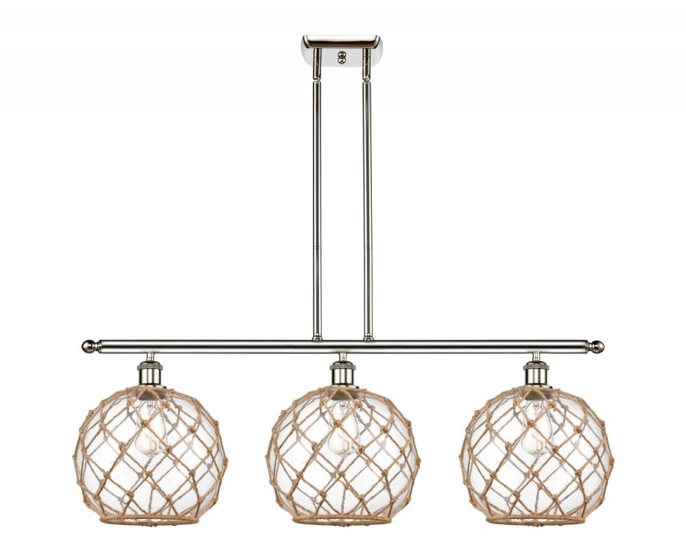 Farmhouse Rope - 3 Light - 37 inch - Polished Nickel - Stem hung - Island Light