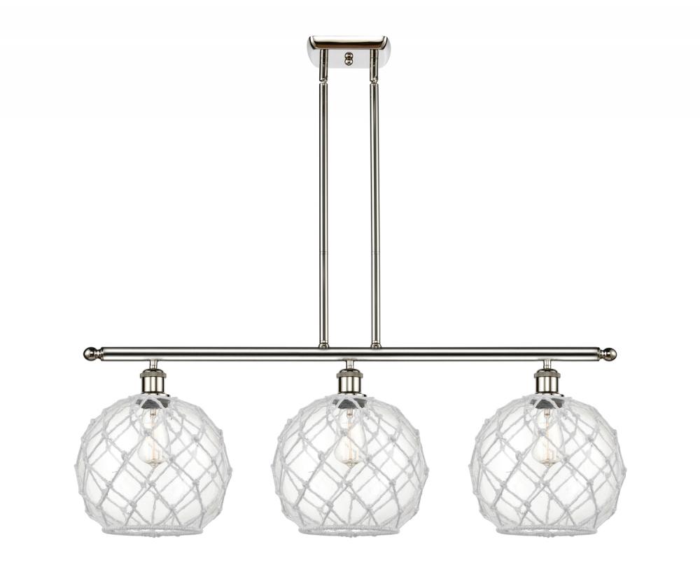 Farmhouse Rope - 3 Light - 37 inch - Polished Nickel - Stem hung - Island Light