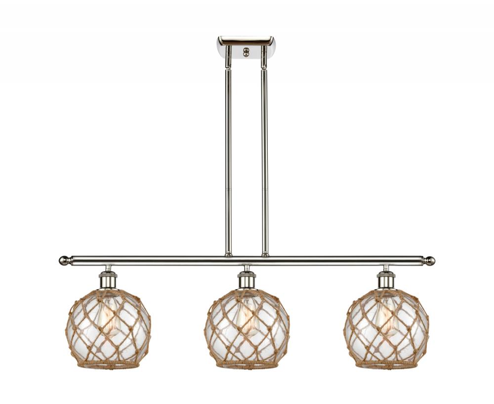 Farmhouse Rope - 3 Light - 36 inch - Polished Nickel - Stem hung - Island Light