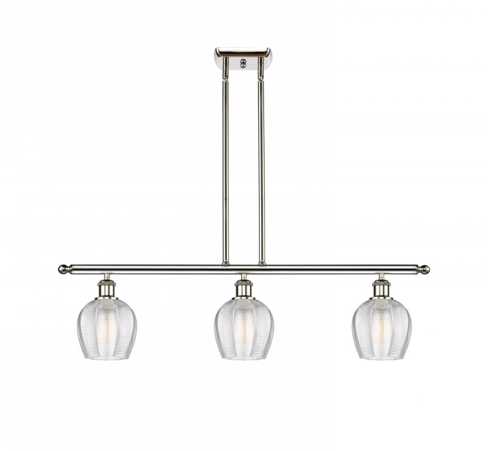 Norfolk - 3 Light - 36 inch - Polished Nickel - Stem hung - Island Light