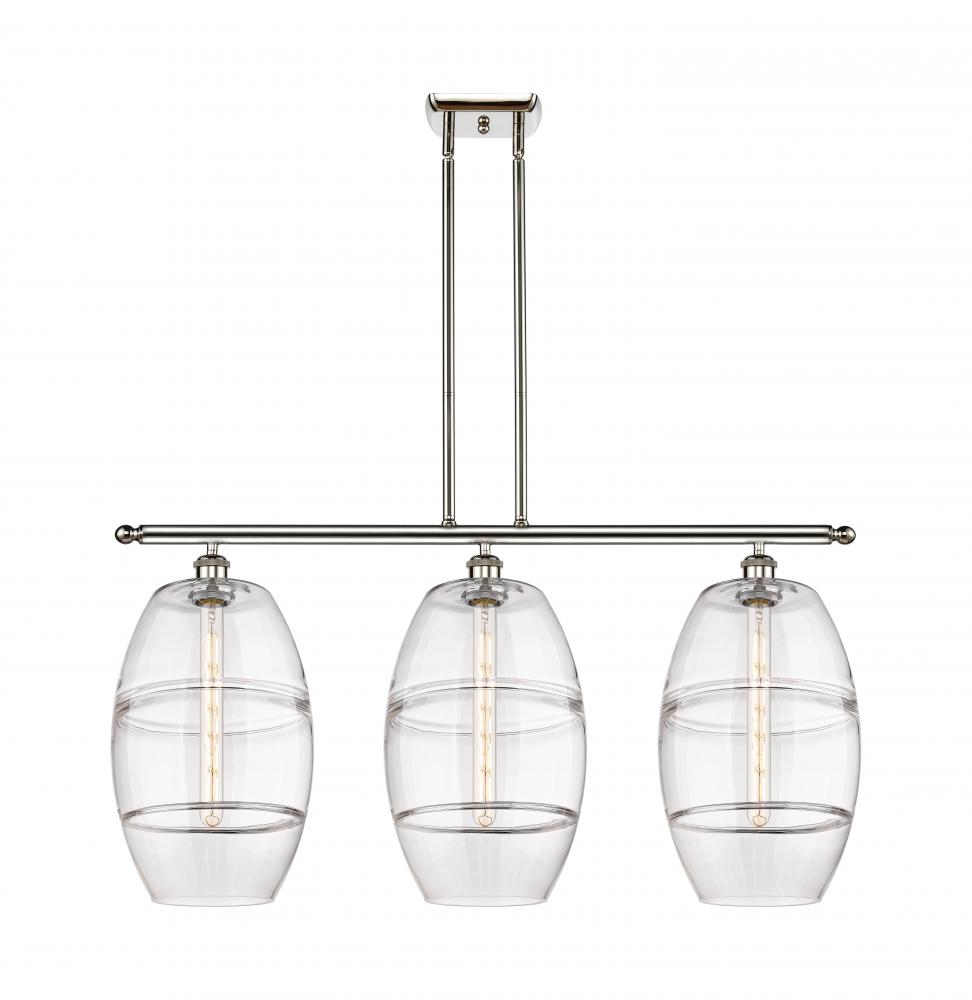 Vaz - 3 Light - 37 inch - Polished Nickel - Stem hung - Island Light