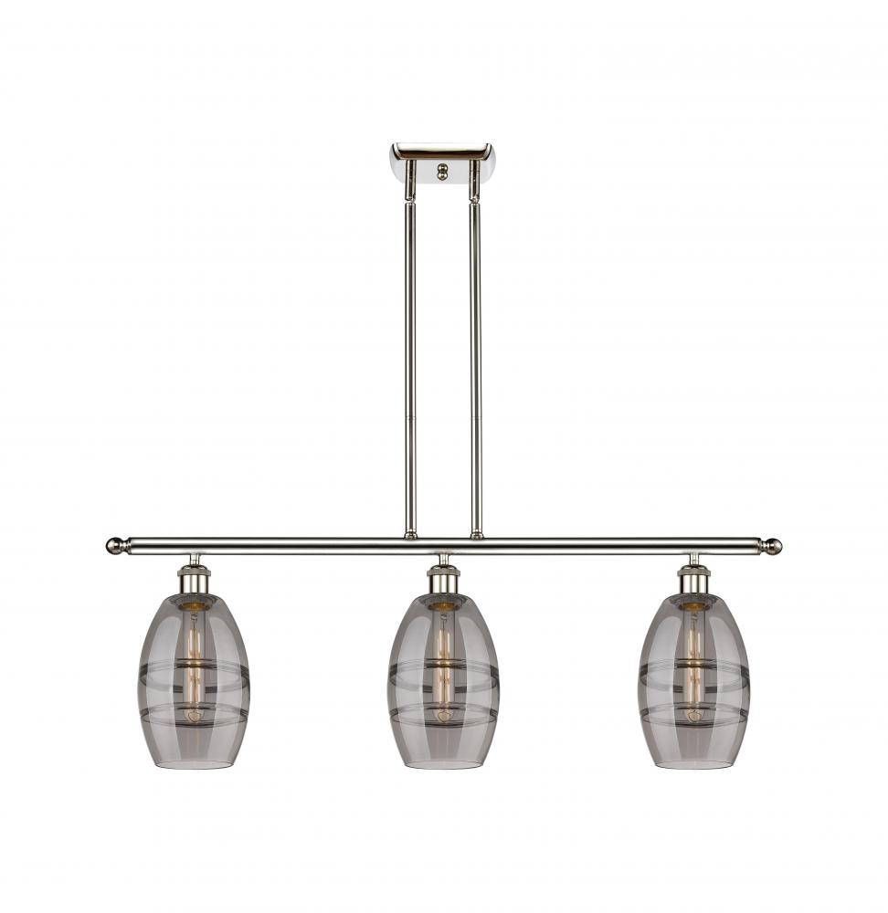 Vaz - 3 Light - 36 inch - Polished Nickel - Stem hung - Island Light