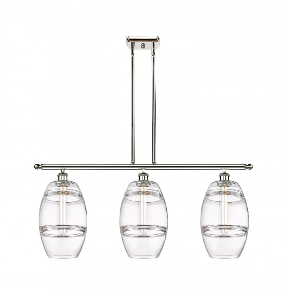 Vaz - 3 Light - 36 inch - Polished Nickel - Stem hung - Island Light