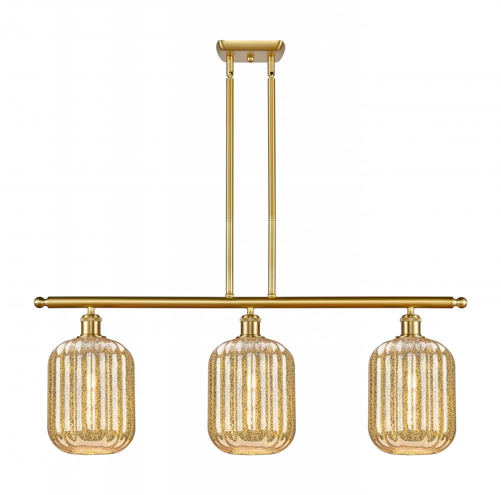 Preston Cylinder - 3 Light - 36 inch - Satin Gold - Stem Hung - Island Light