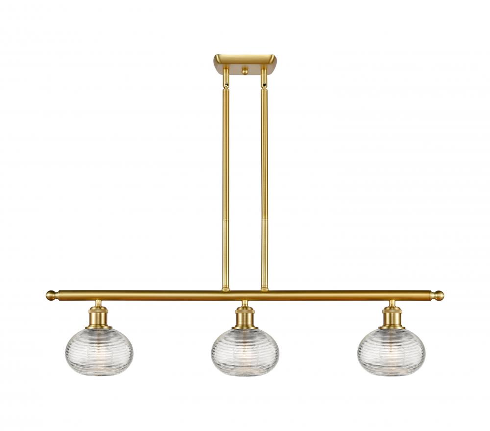 Ithaca - 3 Light - 36 inch - Satin Gold - Stem hung - Island Light